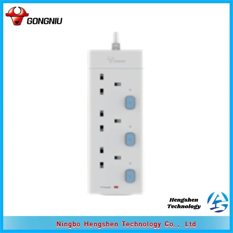 Hot Selling British Power Strip Socket Outlet with LED Display Light 4 Ports USB Plug Expansion Socket