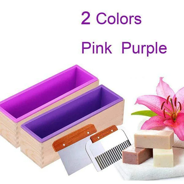 Silicone Soap Mold for Soap Making Rectangular with Wooden Boxes