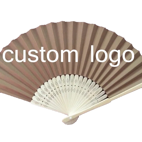 Paper Hand Fan Own Logo Printed for Promotional Gift Wooden Hand Folding Fan for Wedding Party Natural Bamboo Fan