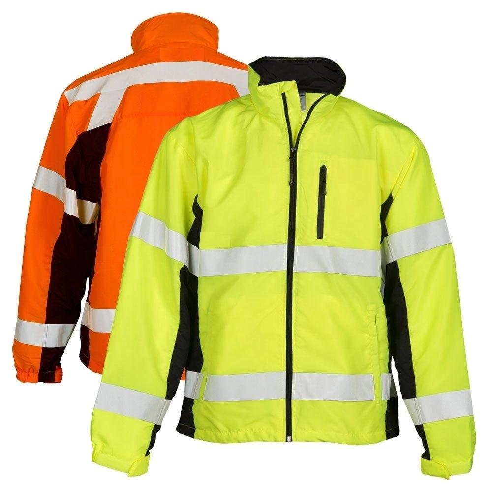 Waterproof 100% Polyester Hi Vis Windbreaker Uniforms Construction Workwear