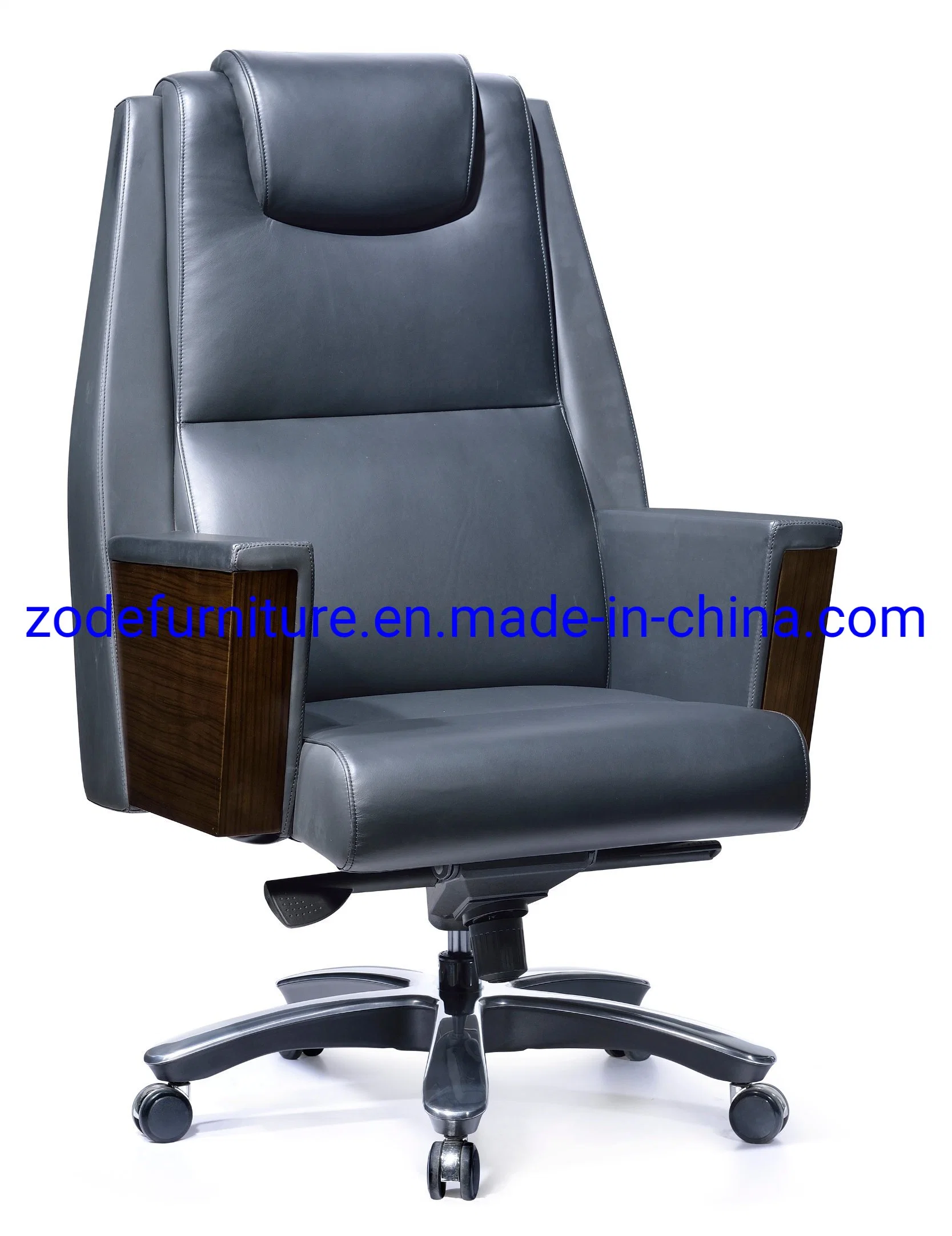 Zode Manufacturer Leather Classical High Back Swivel President Director Manager Boardroom Computer Office Chair Metal Wooden Table Desk Chair