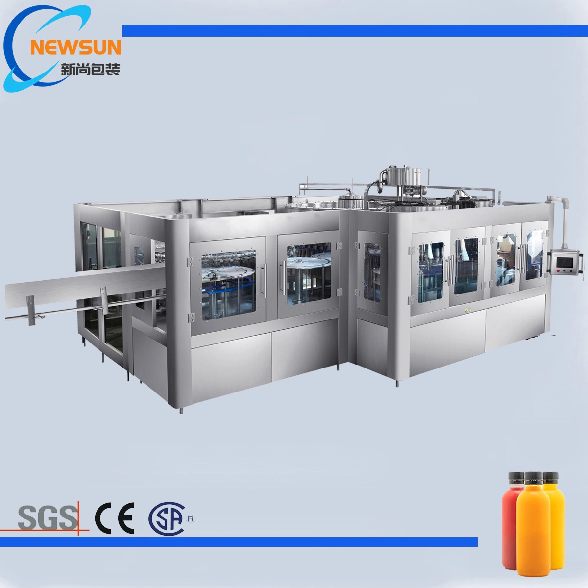 2022 Newsun Automatic Juice Beverage Manufacture/Juice Fruit Filling Capping Bottling Machine Plant