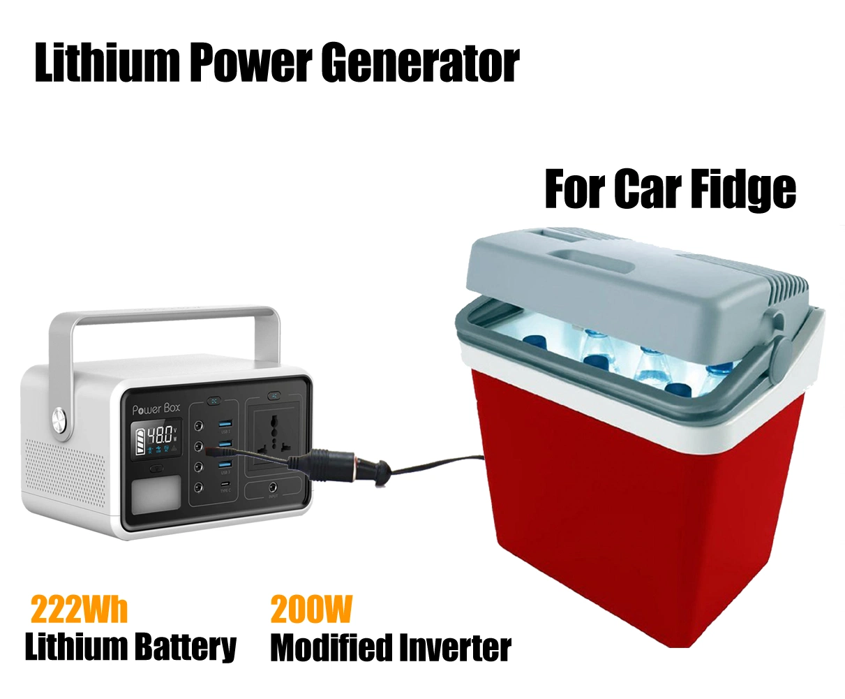 Portable Backup 222wh/200W Solar Power Generator Supply Energy Storage 4-USB