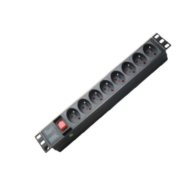 6/8/10/12 Ports French PDU with Single Light Surge Protection for Vertical Horizontal Rack