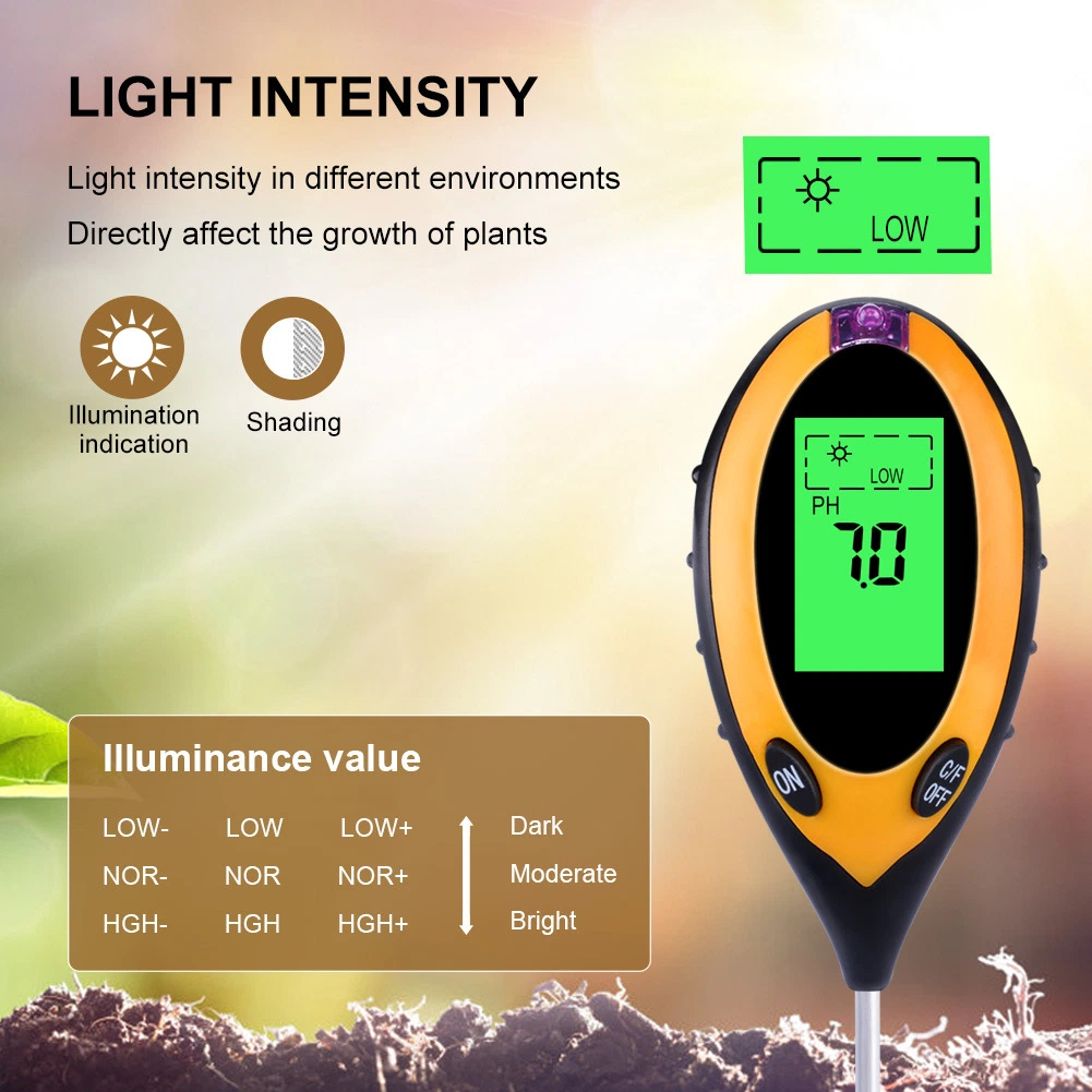 4 in 1 Soil Moisture Temperature Digital pH Meter Garden