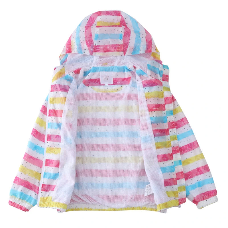 OEM Customize Yarn Dyed Stripe Summer Sun UV Block Lightweight Jacket for Kids Unisex