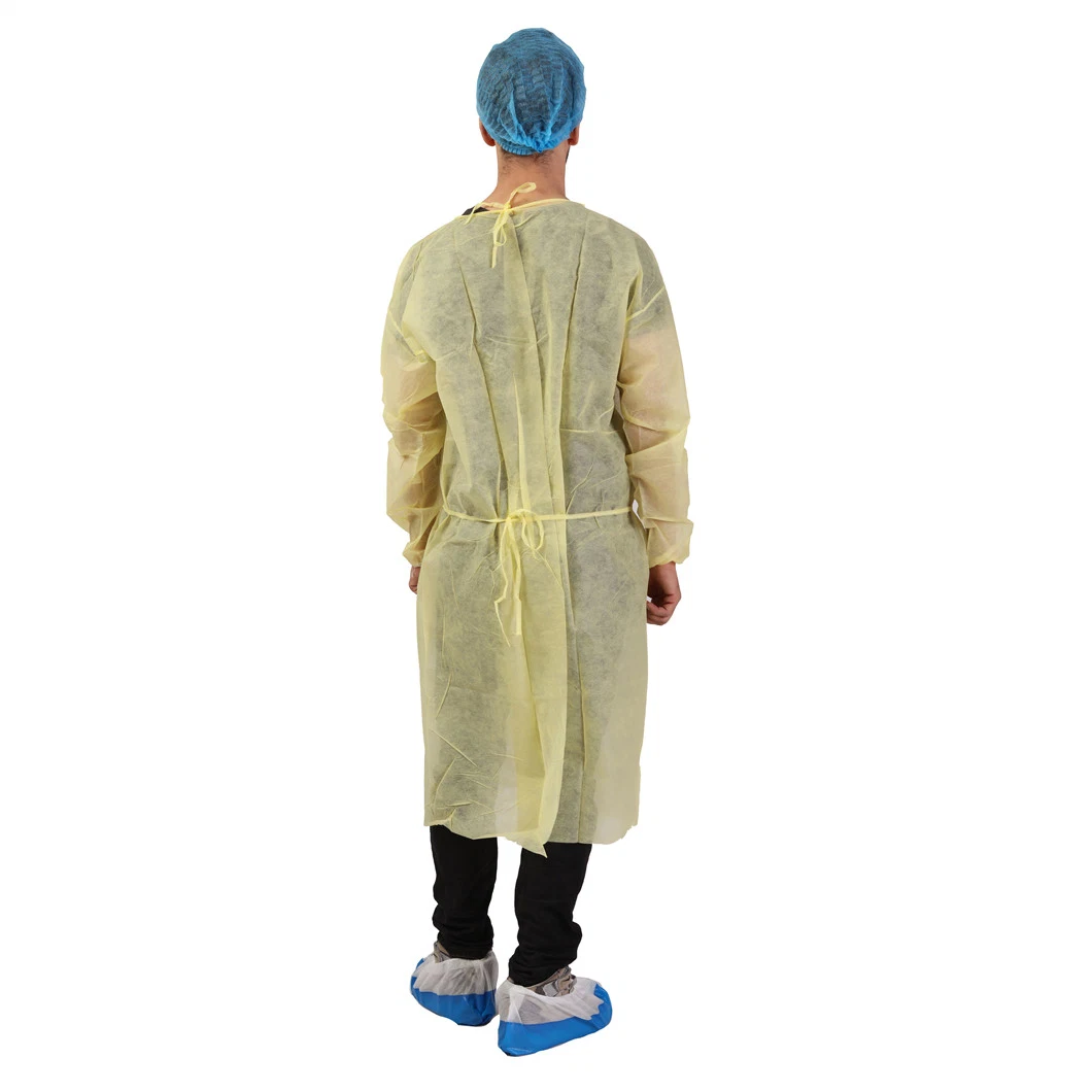 Factory CE FDA Disposable PP Plastic Blue Isolation Gown ISO13485