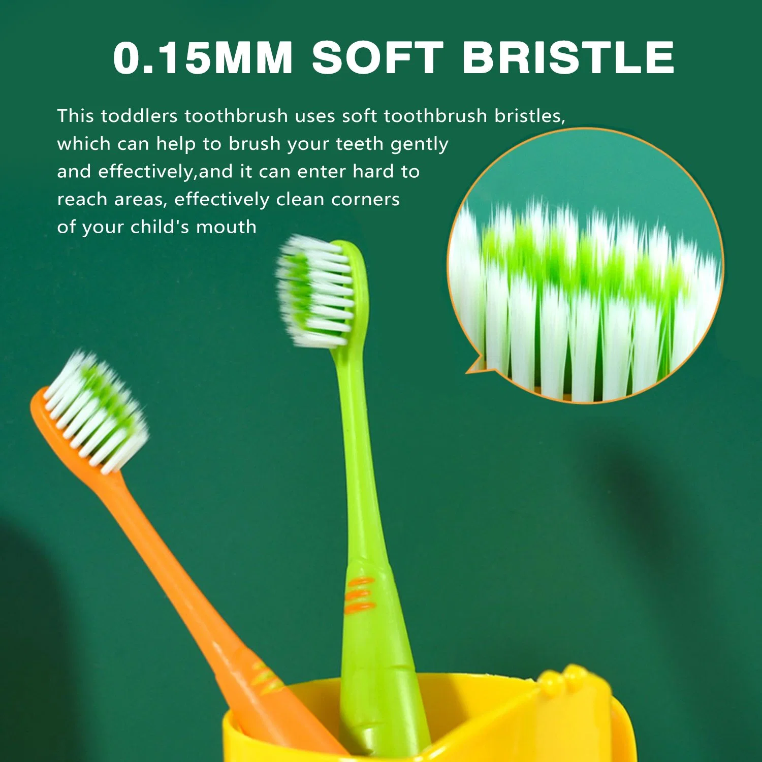 OEM Carton Carrot Handle PBT Bristle Child Kids Junior Toothbrush