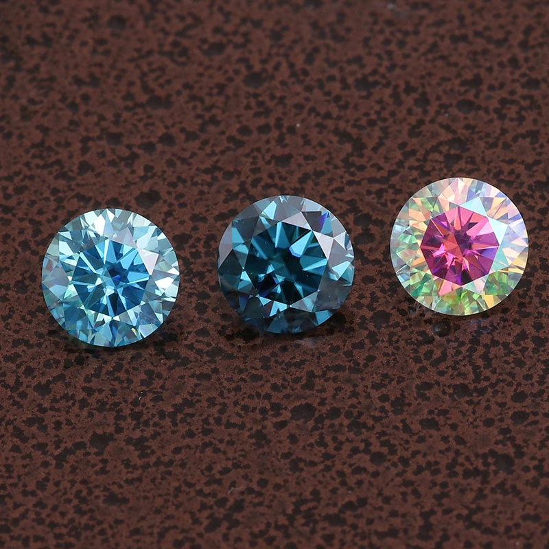 Wholesale/Supplier Price 2022 New Material Blue Color Plated Round 1 Carat Moissanite Diamond Loose Stone for Jewelry Making