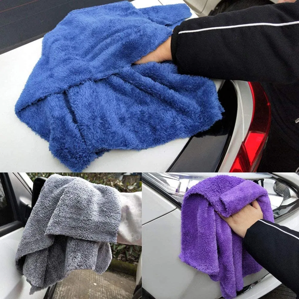 Edgeless Microfiber Cleaning Towels Extra Absorbent Coral Fleece Cleaning 600GSM Washing Drying Towel for Carcare Detailing Care Accessories