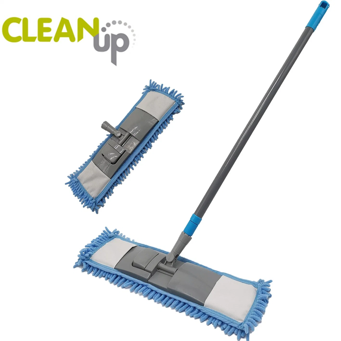 De microfibras de froco esfregona plana a limpeza do chão Mop, Wet Dry Usado Mop pó doméstico Mop, Fabricante personalizar as cores com pega telescópica