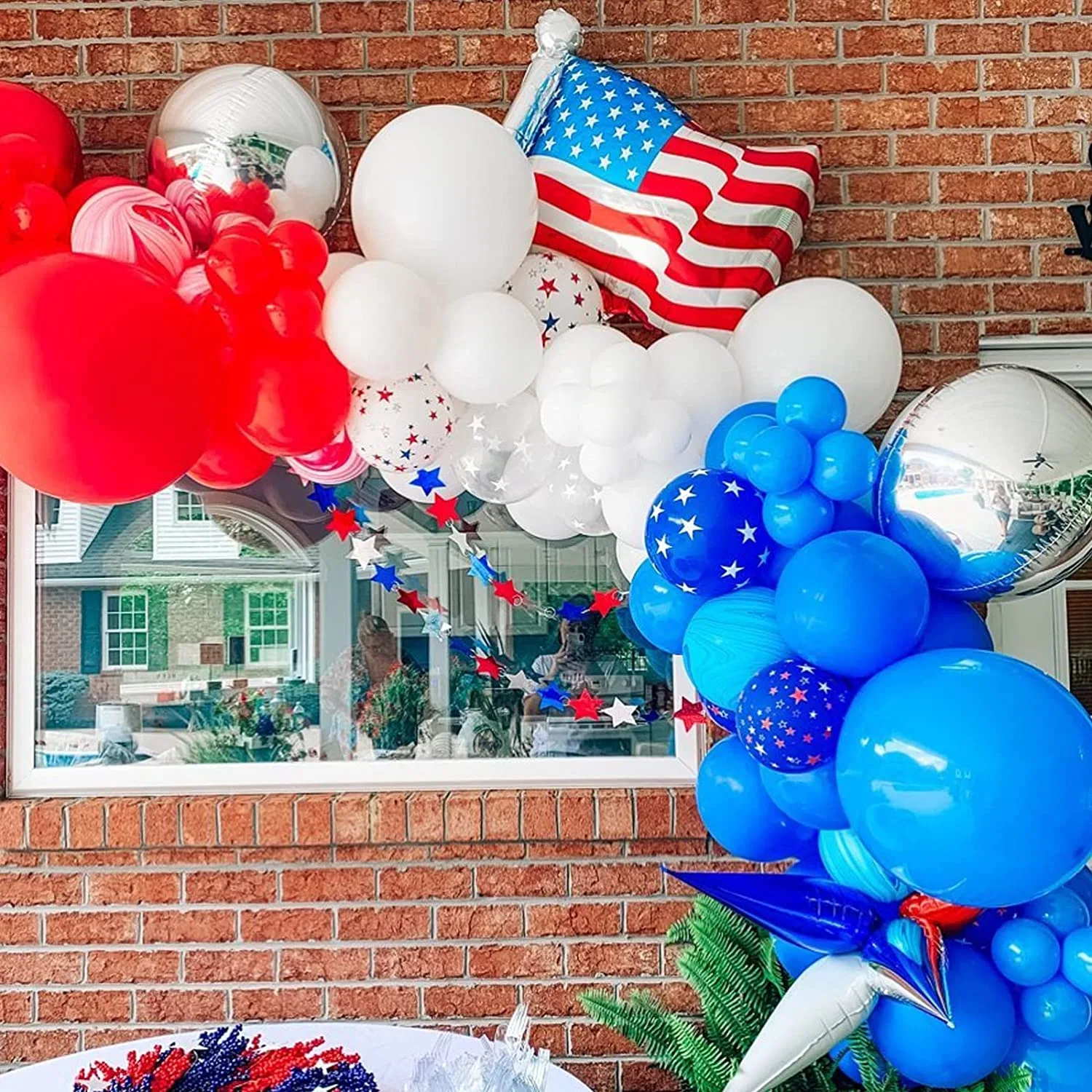 Balloons Garland Arch Kit - 120PCS 12in 10in 5in Red White Blue Star Latex Balloons for Anniversary Baseball Birthday Baby Shower Party Decorations