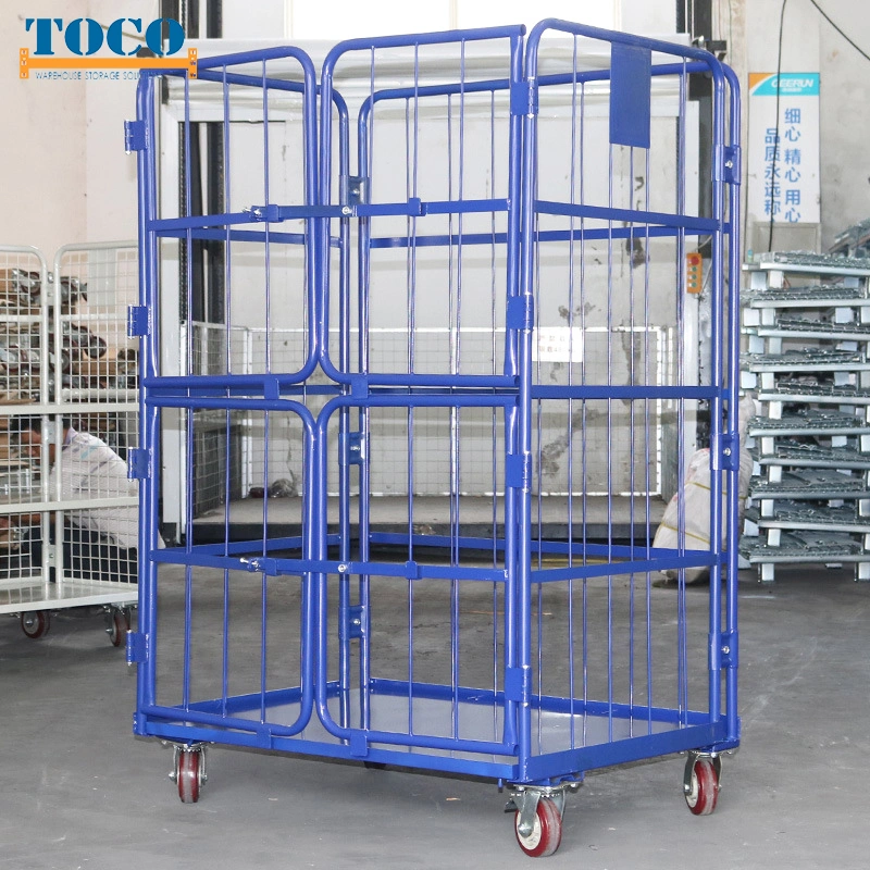 Heavy Duty 4 Sided Mini Logistic Trolley with Door for Carton Storage