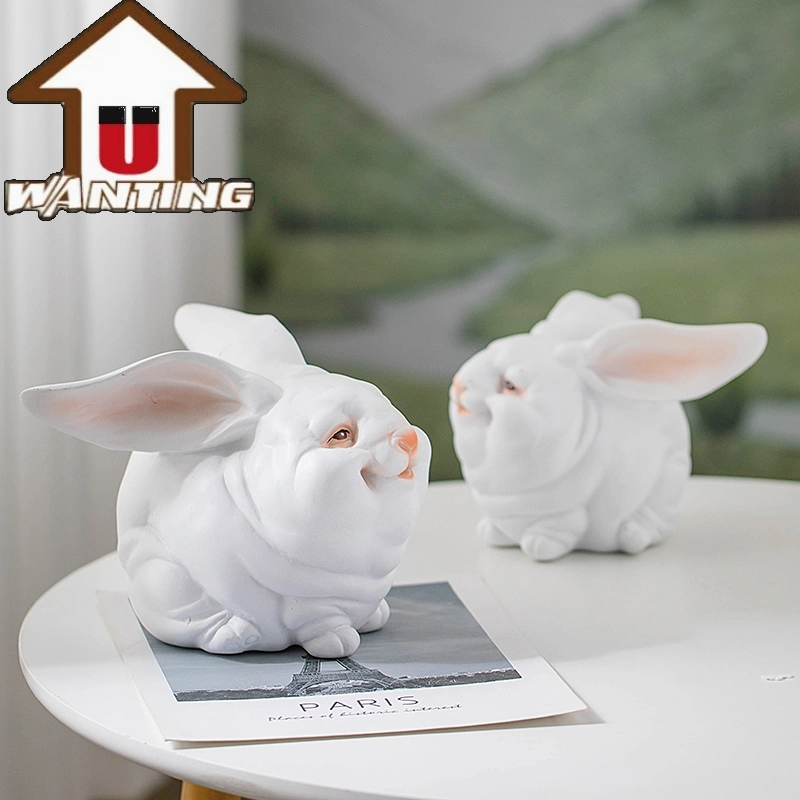 Promotional Gift Wholesale/Supplier Cute Rabbit Resin Statue Animal Sculpture Kids Toy Decoration