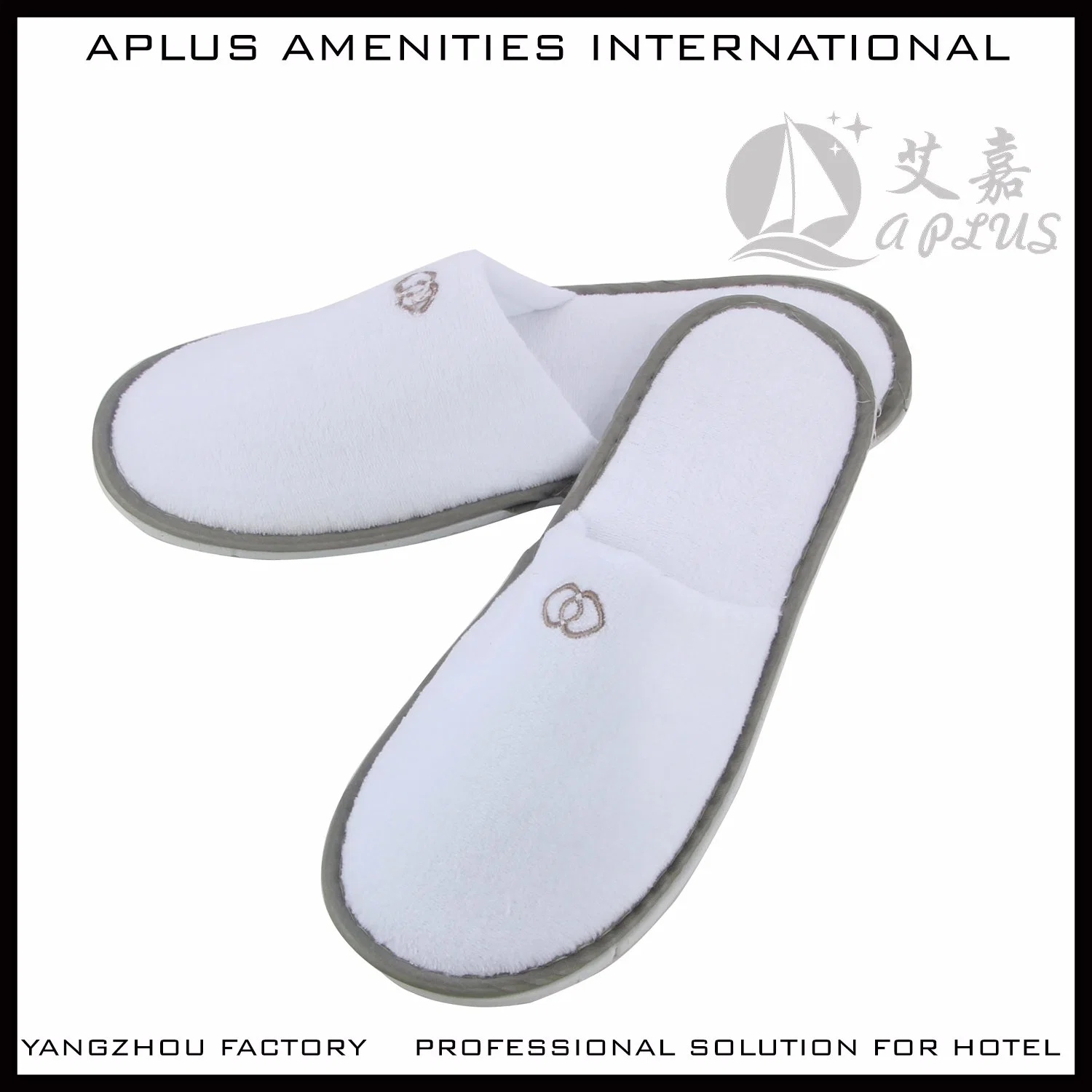 Luxus Custom Hotel Slippers White Velvet Hotel Hausschuhe Einweg