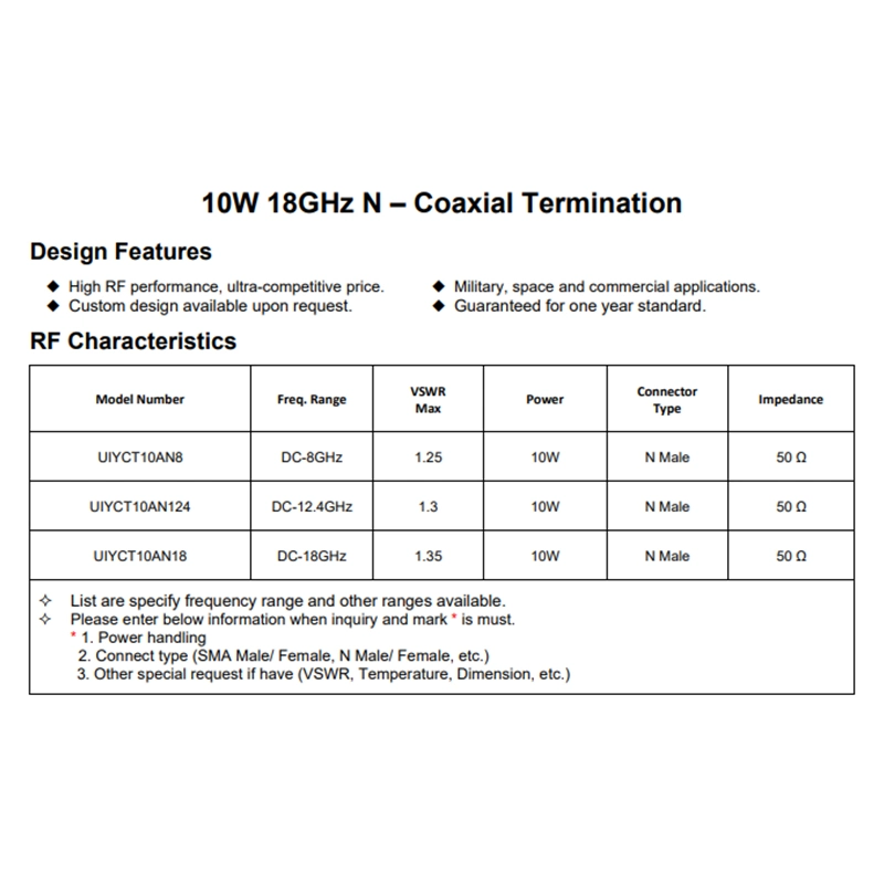 High Frequency DC to 18GHz RF Coaxial Termination Dummy Load  N Male Connector