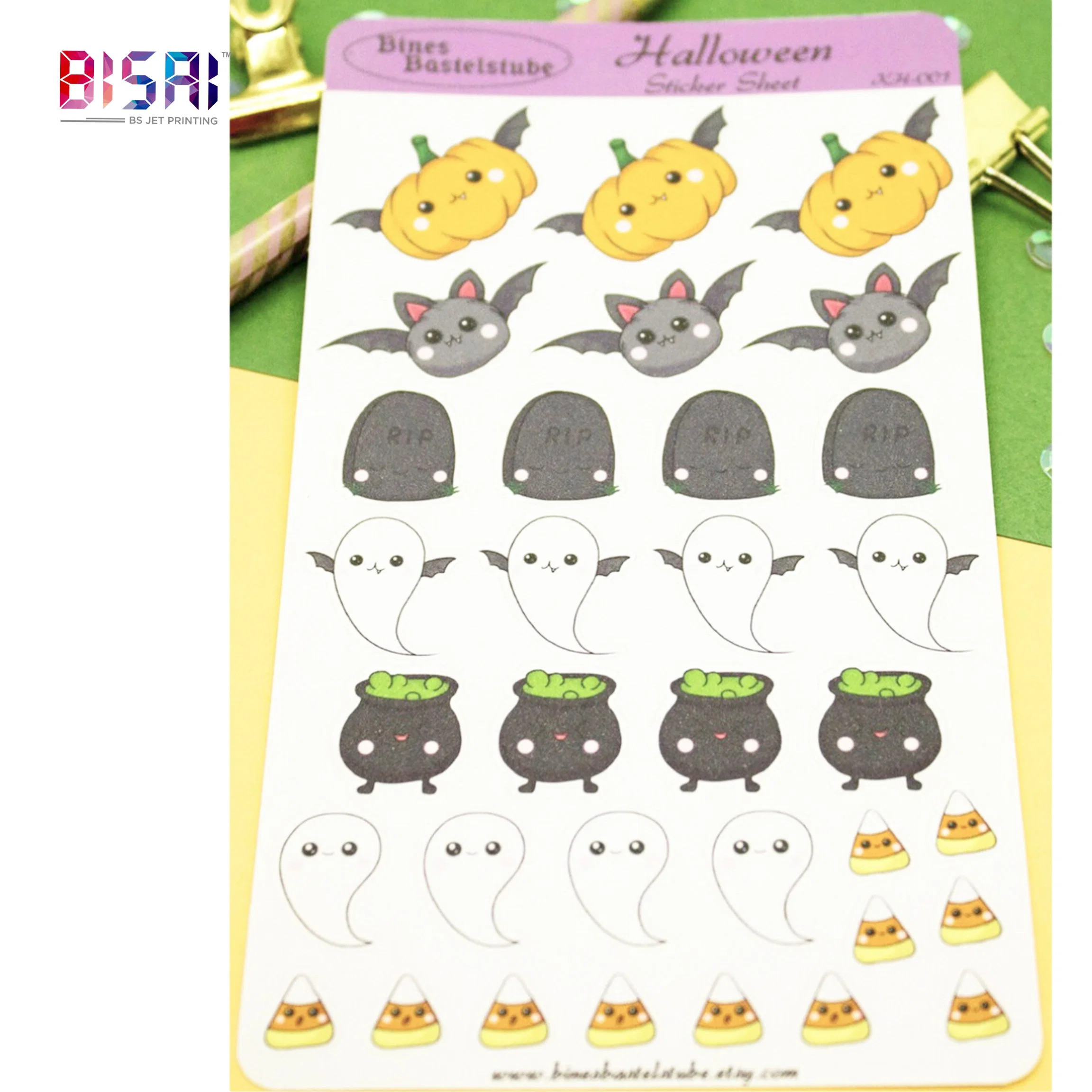 Factory Direct Waterproof Eco Friendly Cartoon Cute Kids Wall Halloween Sticker Sheet