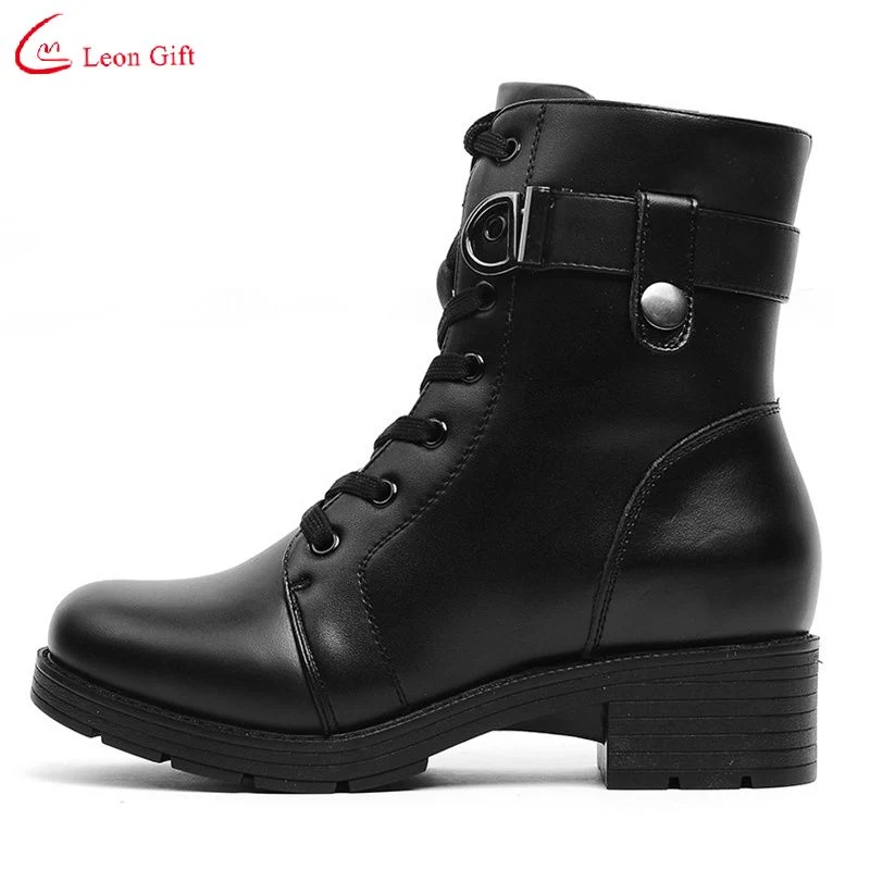 Wholesale Custom Winter Fashion Casual Leather Warm Outdoor Female Wool Cotton Martin Boots 