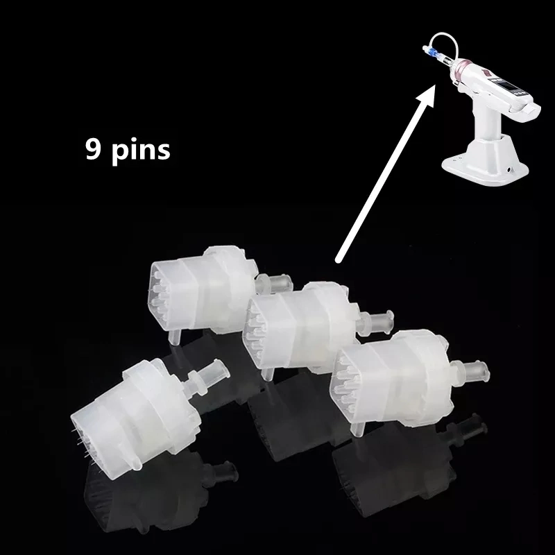 White 9pin Disposable Injector Pinhead for Meso Gun Negative Pressure Cartridge Needles Tip for Mesotherapy