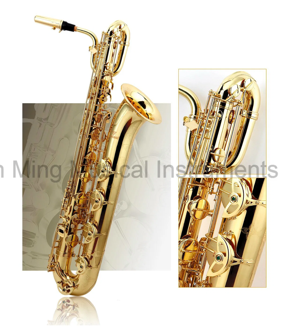 Good Baritone Saxophone Brass Body Gold Lacquer/Black Nickel Finish for Choice