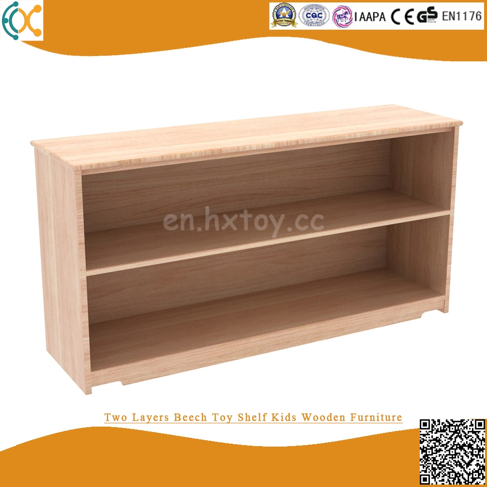 Two Layers Beech Toy Shelf Kids Wooden Furniture