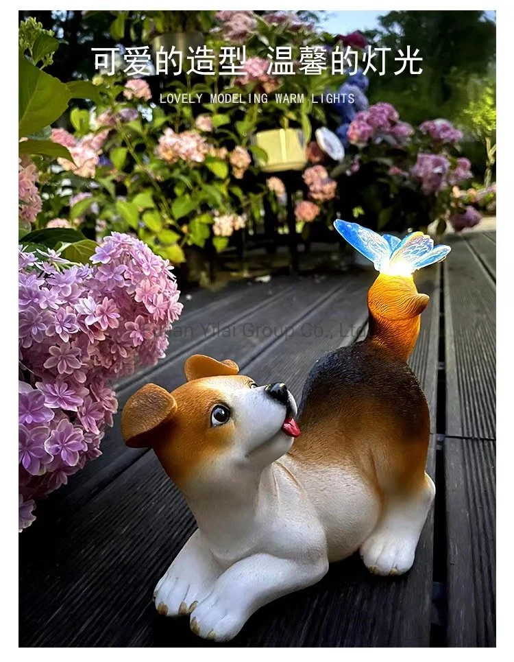 Cross-Border Amazon Resin Technology Solar Lamp Rabbit Puppy Decoration Creative Home Garden Garden Decoration