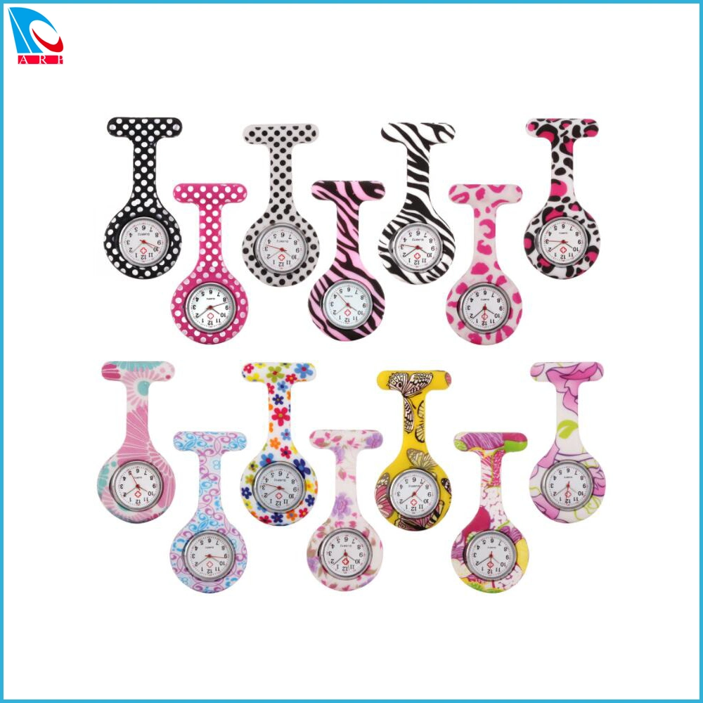 Silicone ronde Fob de quartz watch pendaison broche