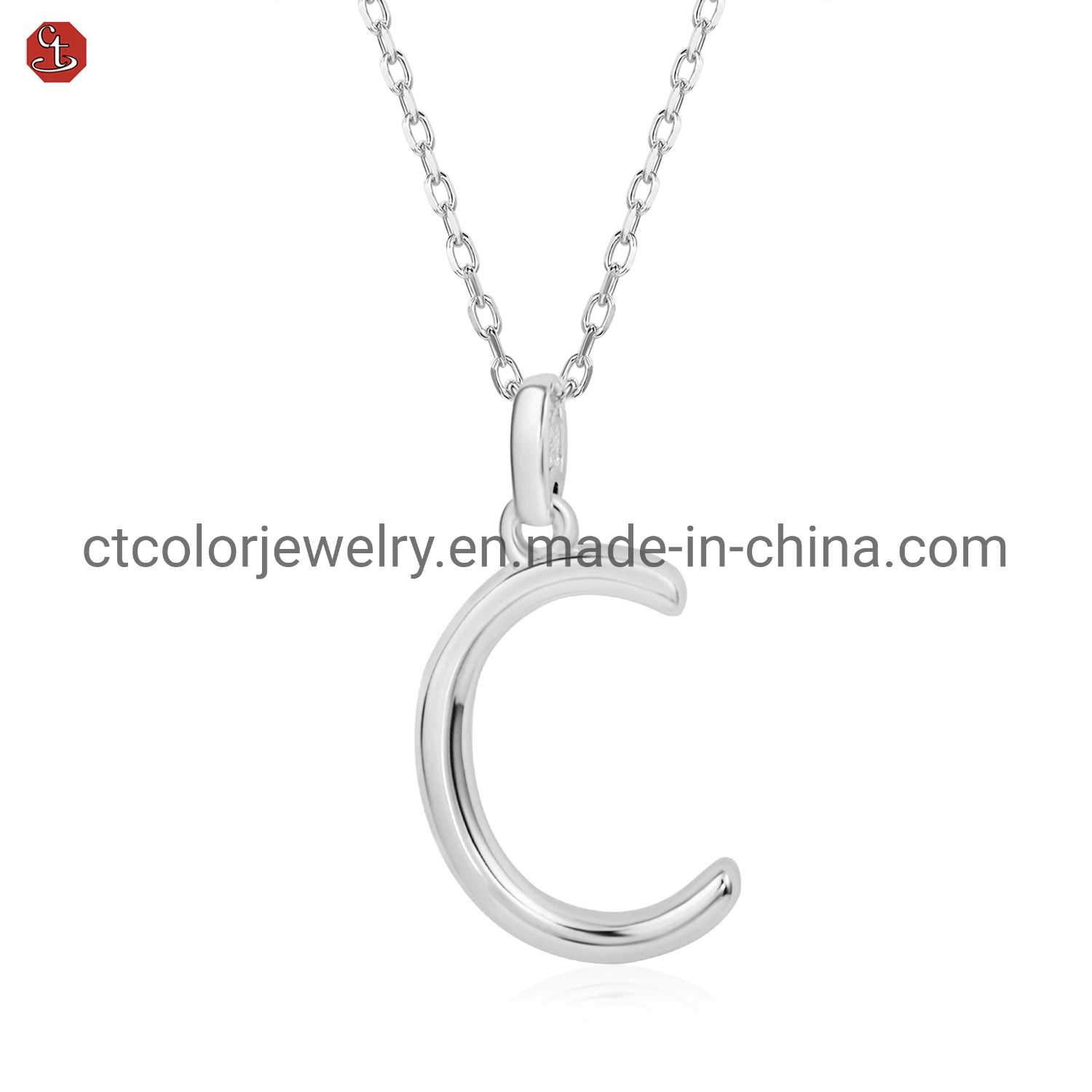 Wholesale/Supplier jewelry silver 925 necklace simple geometric letter "M" pendant necklace