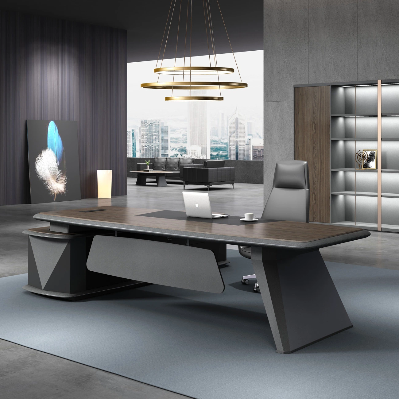 Luxury Boss Executive Office Table Modern Corner Office Wooden Desk