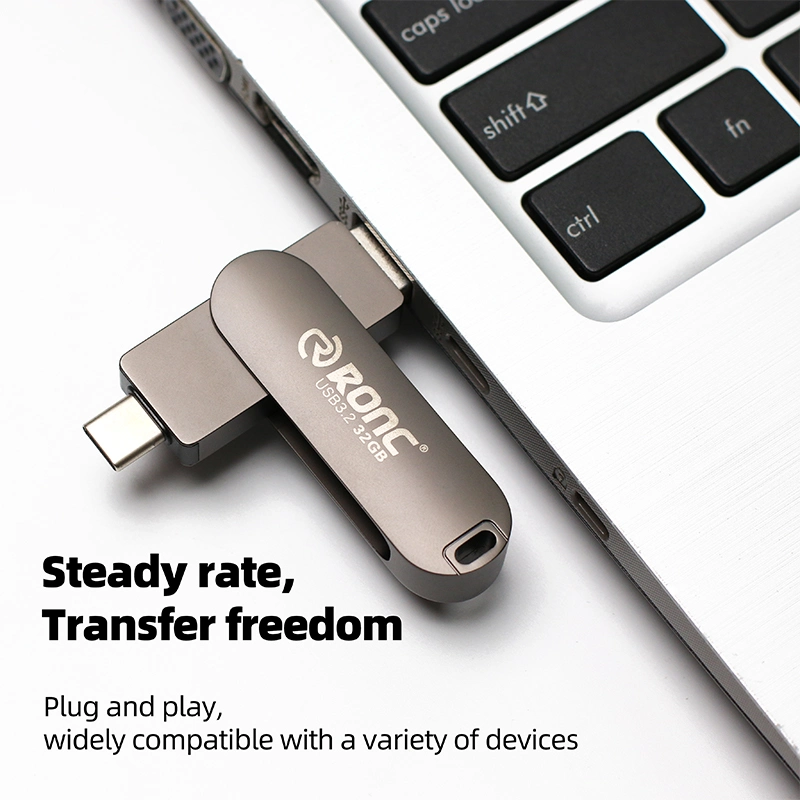 Metal OTG Type-C 2 in 1 OTG USB C 32GB 64GB 128GB 256GB Flash Drive U Disk Customized Logo Memory Stick