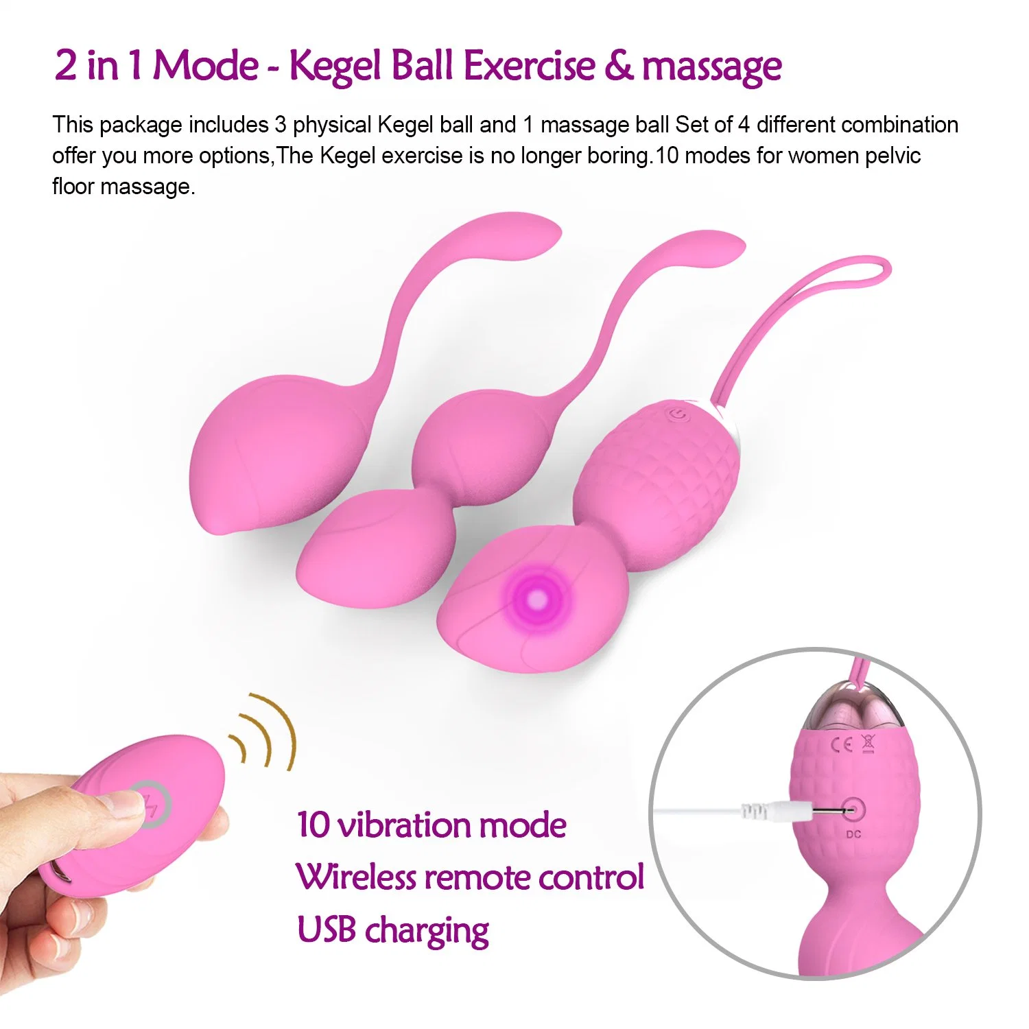 2 in 1 Kegel Exercise Weights Ben Wa Balls Sets Kegel Balls for Beginners & Tightening