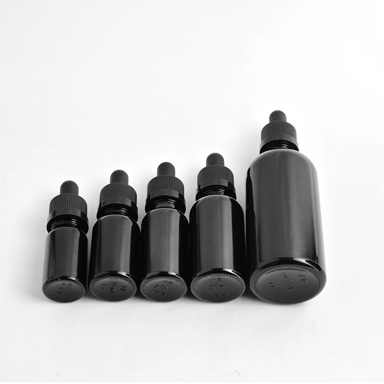 Hot Selling 120ml 4oz Bright Black Color Glass Bottle with Dropper for Essential Oil Storage Usage