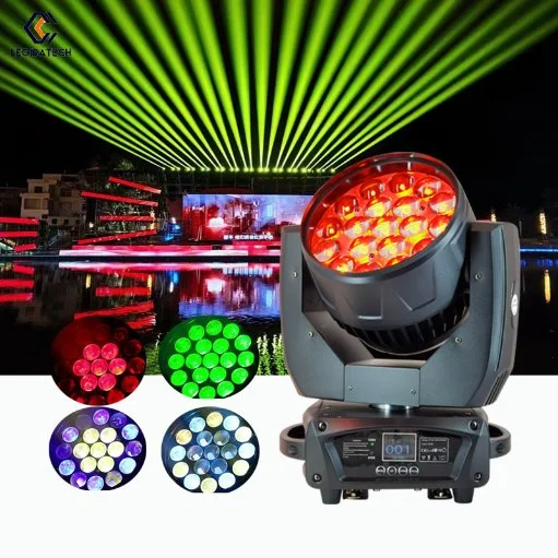 Legidatech LED 5% de descuento en lavar 1915 19x15W Aura Luz estroboscópica LED multicolor Cabezal movible Zoom iluminación de escenarios