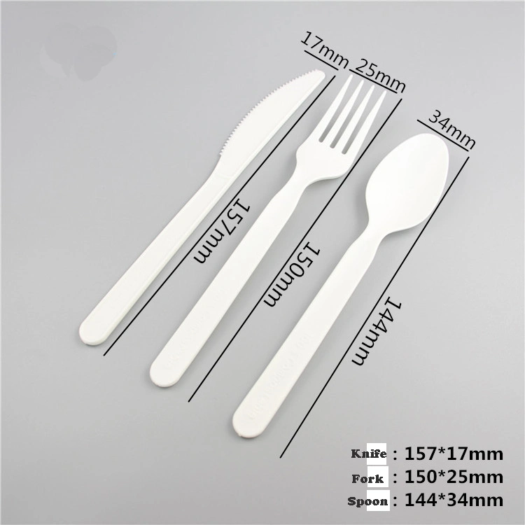 7 Inch Disposable PLA Fully Degradable Tableware Plastic Cutlery Set