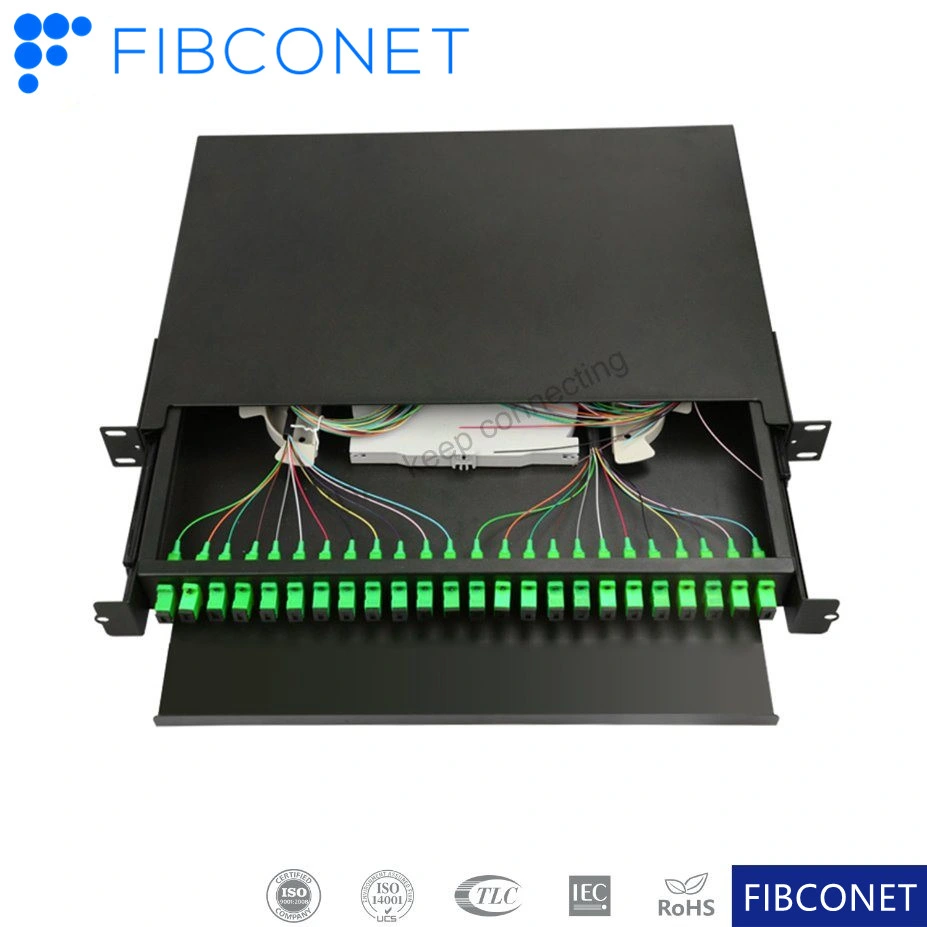 FTTH Rack-Mounted épissage panneau Pactch à fibres optiques 24fo ODF châssis coulissants Distribution optique