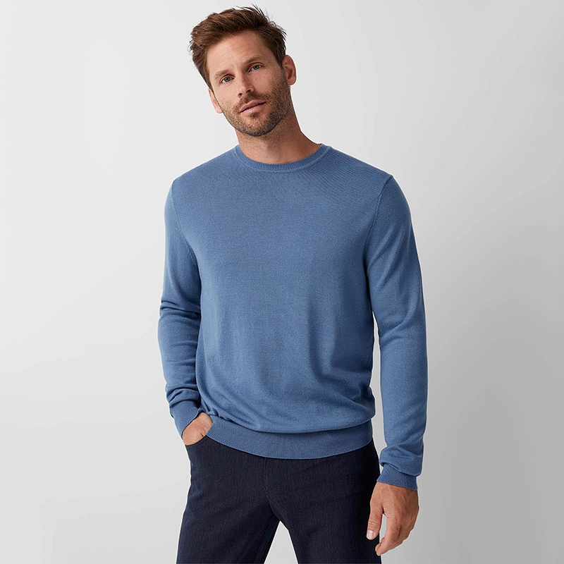 Los hombres Supersoft Long-Sleeve tejidos de lana suéter Crewneck