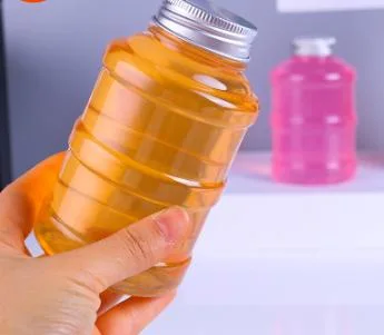 1 L 750ml Juice a medida vacío Pet botella de plástico fruta Botellas leche té agua bebida bebida botella desechable con tornillo Tapa del cucharón esmerilado