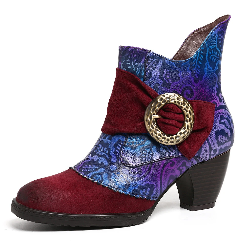 Women's Retro Handmade Leather Boots Bohemian Ankle Shoes