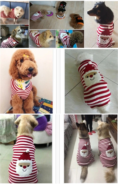 2016 Cartoon Santa Claus Red Tricot Pet Natal camisolas