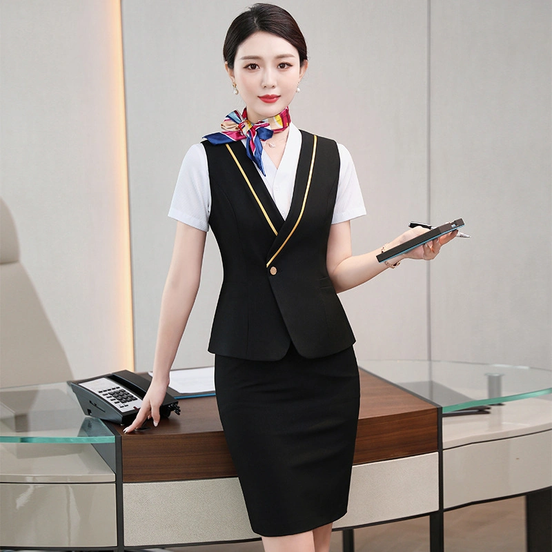 Autumn Women's Business Suit Vest Skirt Hotel Front Desk to Jewelry Shop Work Clothes Southern Airlines Stewardess Uniform