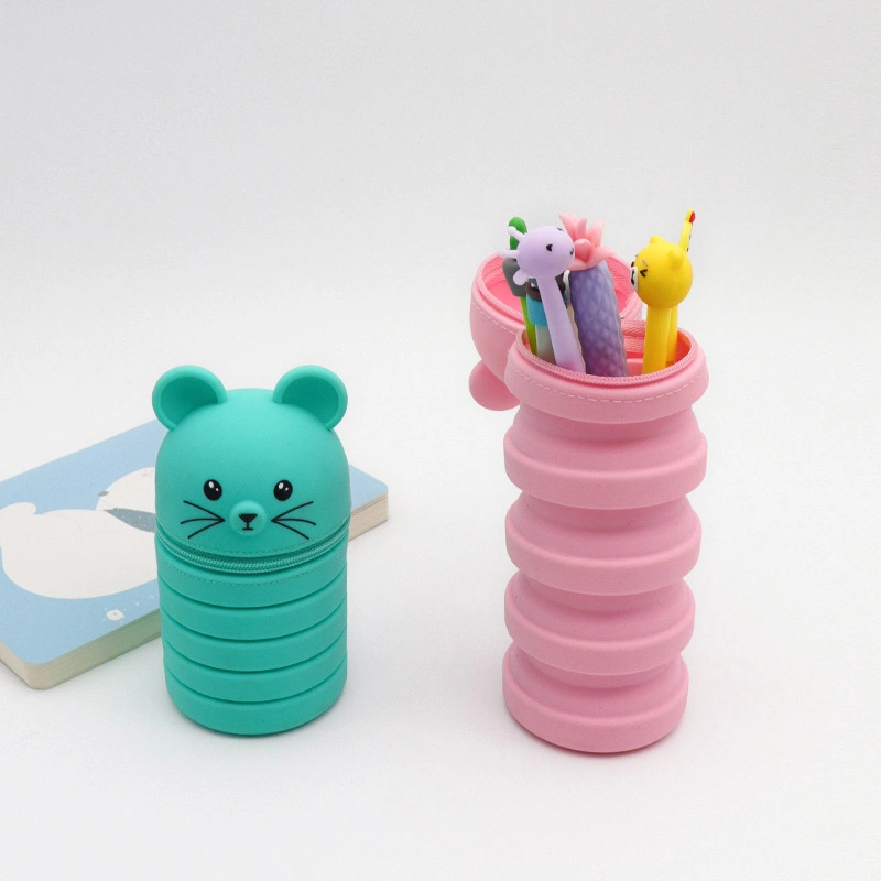 Silicone Retractable Pencil Case Cute Cases Expandable Stand Alone Stationery Box