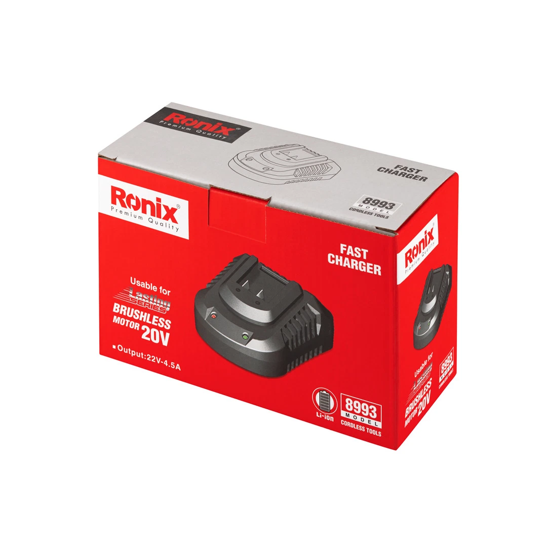 Ronix Model 8993 4A Power Tools Long Life General Charging (الشحن العام طويل العمر لأدوات الطاقة) شاحن بطارية ليثيوم أيون قابلة لإعادة الشحن