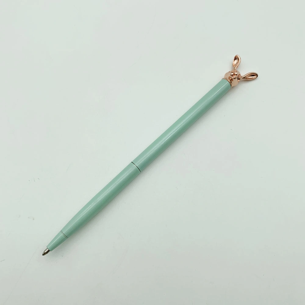 Hot Sales New Design Stationery Twist Metal Pen with Personalized Logo Promotion Top Rabbit Animal Shape Metal Ball Pen