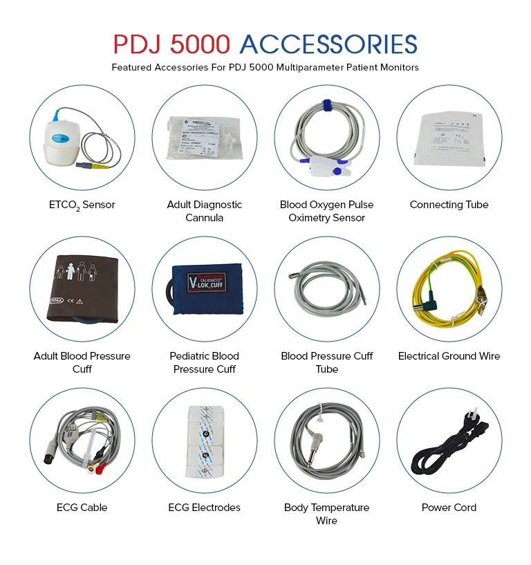 etCO2 ICU Hospital Patient Monitor PDJ-5000 مع لون 15 بوصة شاشة TFT