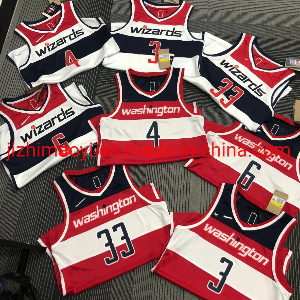 Wholesale 2022 N-B-a 75th Anniversary Diamond Washington Wizards Jersey White Red Jersey Swingman