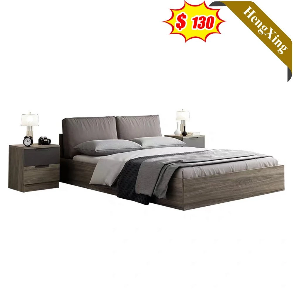 Modern Design Dark Black Color Creative Style PU Leather Hotel Home Furniture Bedroom Wooden Beds