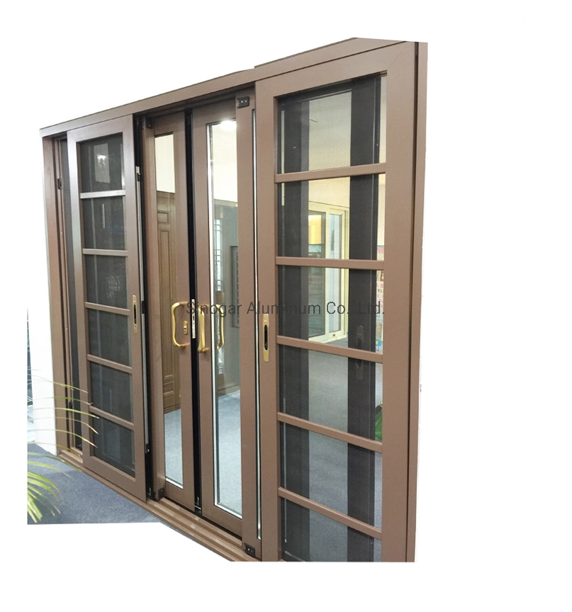 Security French Exterior Aluminium Alloy Tempered Glass Sliding Window Door Automatic House Kitchen Entrance Aluminum Steel Patio Doors Price with Grill Design