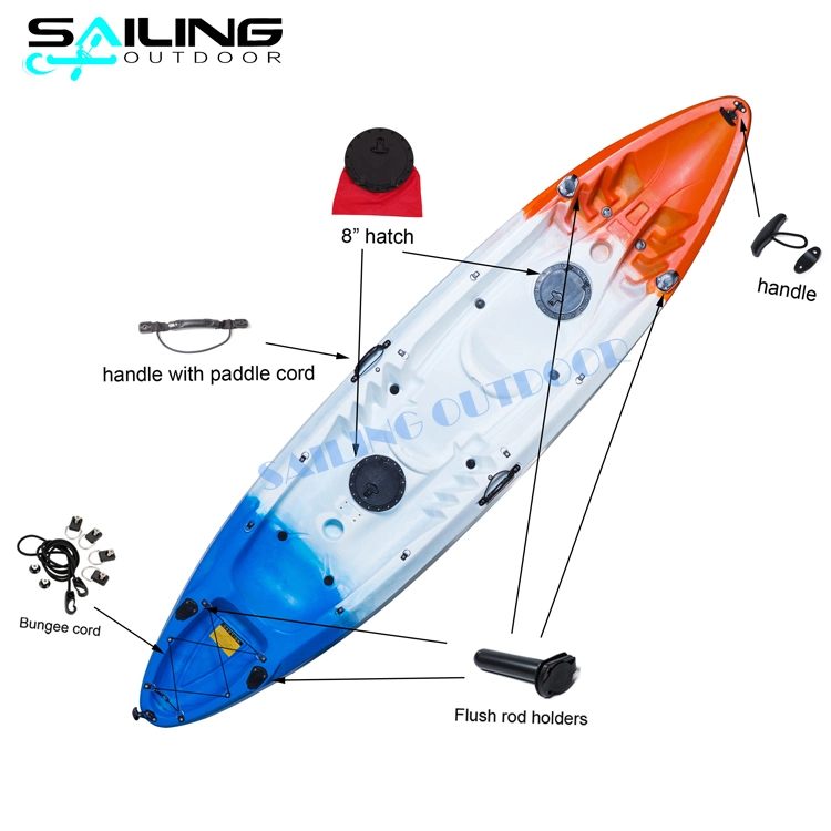 Bote de plástico de polietileno chino Kayak 2+1 con el Mejor Precio Canoa proveedor Mayorista/Proveedor