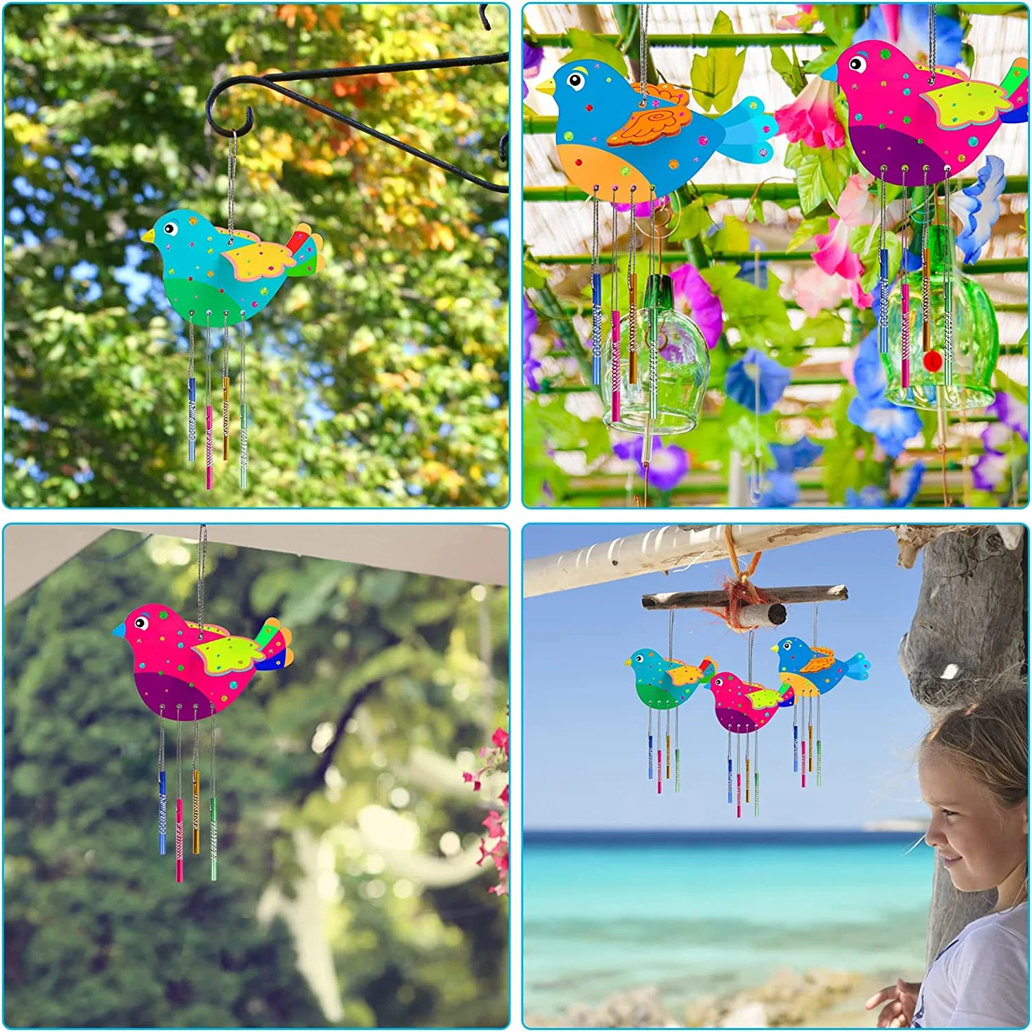 3D Painting Wooden Puzzle Bird Wind Chime Craft Set