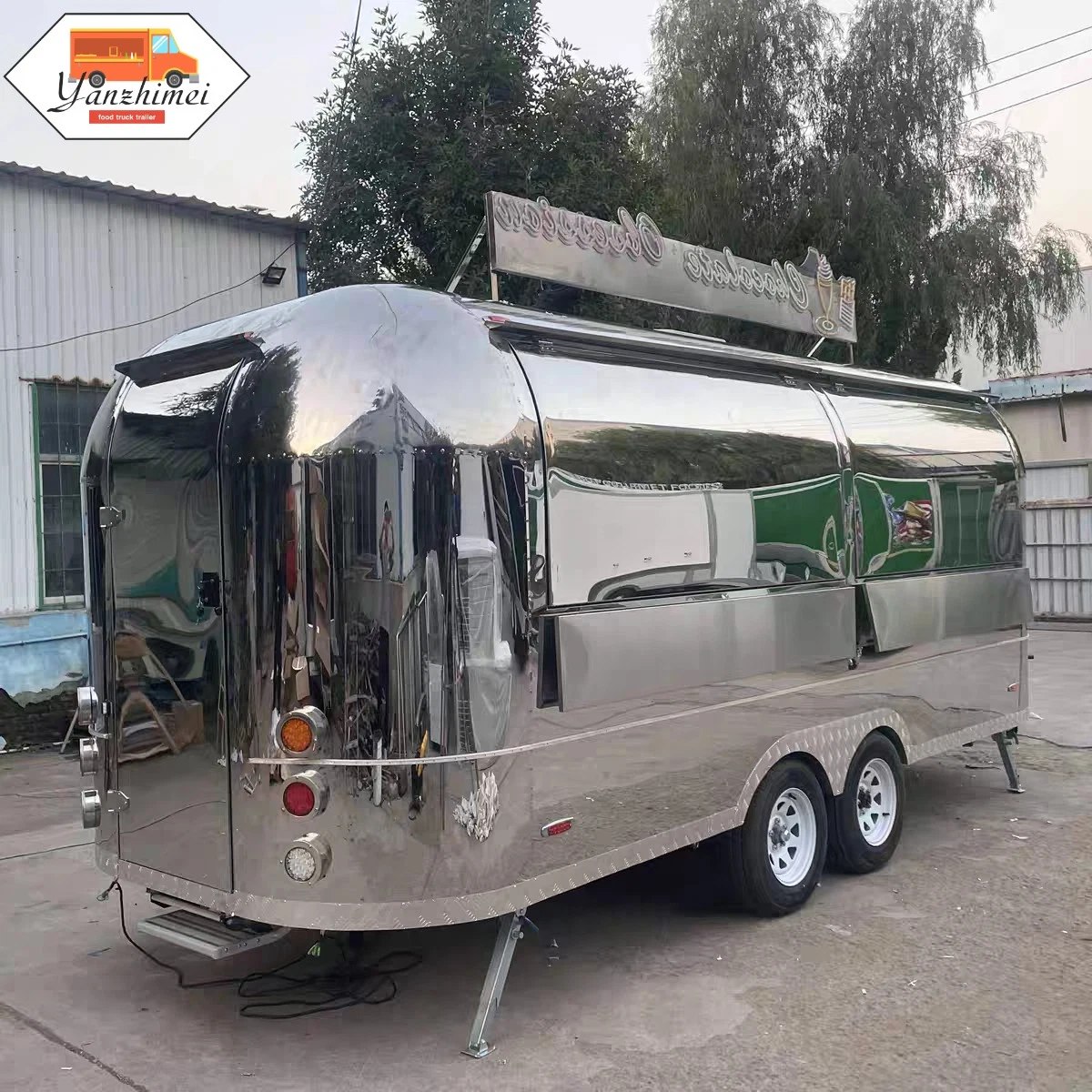 Airstream Camping Trailer Outdoor Mobile Food Truck Stainless Steel Caravan for Sale